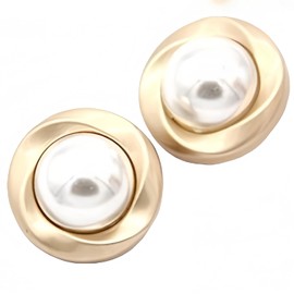 5 piezas de botones de oro con perlas de metal para mujer para abrigos de suéter, decoración de ropa, manualidades para coser, accesorios (#1, 25 mm)