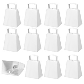 12 Pack Metal Cowbells with Handle 4 Inch Cow Bells Noise Makers Hand Percussion Cowbells Loud Cheering Bells for Sporting Events Football Games Weddings Celebrations Party