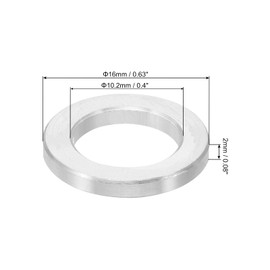 PATIKIL M10 Aluminum Spacers, 6 Pcs Metal Spacers Aluminum 10.2mm ID x 16mm OD x 2mm l Aluminum Spacer Screw Standoff Round for 3/8 or M10 Screw Bolts