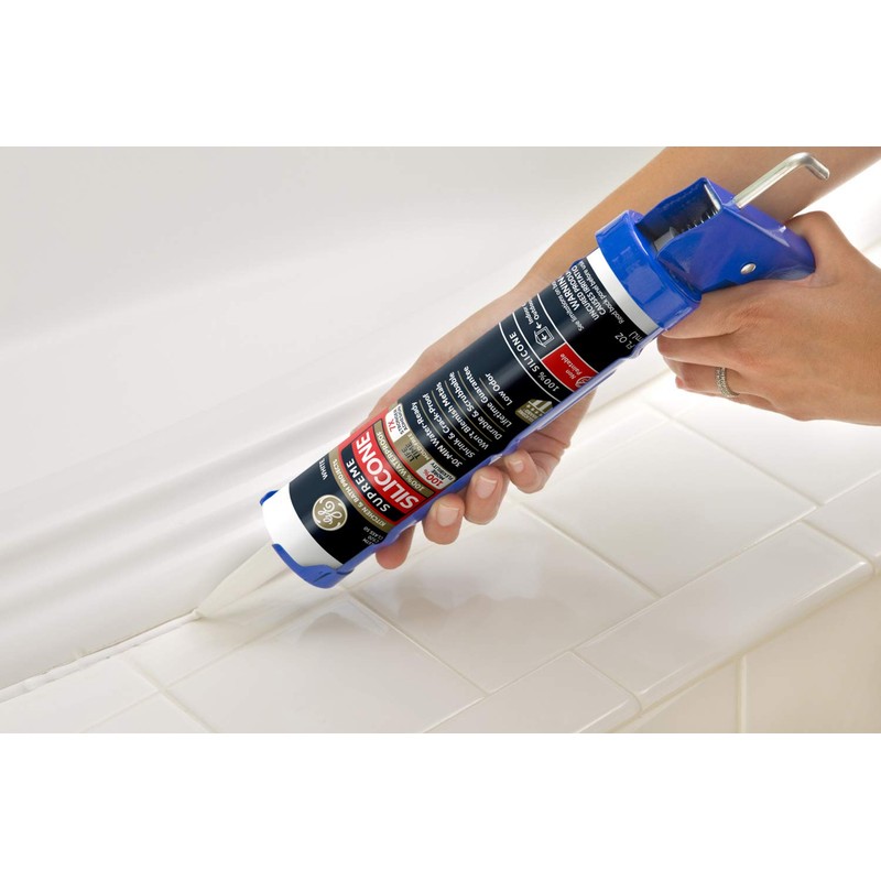 GE Supreme Silicone Caulk for Kitchen & Bath, White, 10.1
