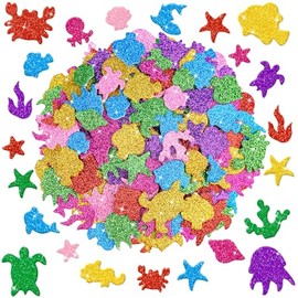 Foam Stickers, 7 Sheets 3D Glitter Foam Ocean Stickers, 651 PCS Colorful Sea Animal Stickers, Self-Adhesive EVA Foam Stickers for Kids DIY Crafts Scrapbooking Ocean Theme Party Favors Classroom Decor