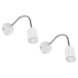 ledscom.de Waika Reading Lamp with Gooseneck and Switch Matte White with GU10 LED Lamp (Warm White, 2.339 W, 227 lm, 110°) Pack of 2