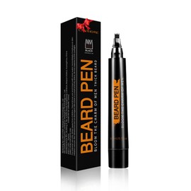 Beard Pencil Filler for Men (Black), Four-fork Tip Beard Styling Pen, Waterproof Sweat Proof Long Lasting Beard Pencil for Men (1 pack) (xcms-beard hzs) (xcms-beard hzs)
