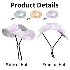 YAODHAOD Pet Hat with Ear Holes,Pet Round Brim Princess Hat Visor Hat,Puppy Cat Sun Hat Bucket Hat Outdoor Sun Protection Dog Bonnet for Small and Medium Sized Dogs (Purple, S)