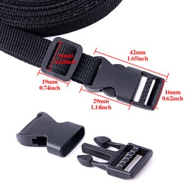 Swpeet 41Pcs 3/5 Inch DIY Making Bag Kit, Including Flat Side Release Buckles and Tri-glide Slides and D Rings with 1 Roll 5 Yards Nylon Webbing Straps for DIY Making Luggage Strap, Pet Collar