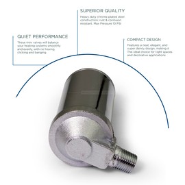 Midline Valve 6J3I5 Steam Radiator Air Vent; Heat Regulator Valve; Angle Adjustable Mount; 1/8 in. MIP; Chrome Plated Steel