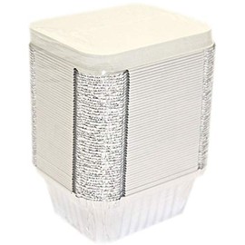 Uk Store 247 Silver Foil Food Aluminium Trays/Dishes/Catering Grade Containers & Lids 120 x 100 x 49mm (No 1) (50)