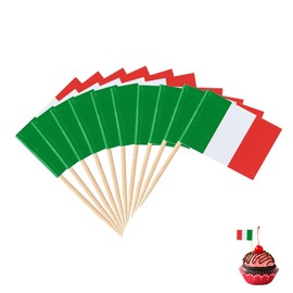 Pack of 100 Italian Flags Toothpicks, Italy Flag, Italy Country Toothpick Flags, Mini Italian Decorative Flag, Cocktail Fruit Sticks Flags for Sports Competition Party Pub Decoration