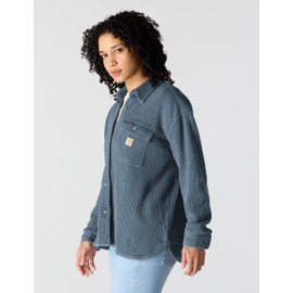 Carhartt Women's Oversized-Fit Heavyweight Waffle Knit Shirt, Faded Navy, Medium