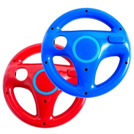 DOYO 2 Pack Steering Wheel Wii Controller Design Stand Mario Kart Racing Game Steering Wheel Stand for Wii Game Controller (Red and Blue)