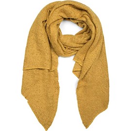 StyleBreaker 01017118 Women’s Soft Monochrome Woven Scarf in Asymmetric Shape, Winter Stole - mustard