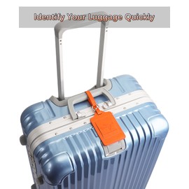 Teskyer Luggage Tags, Suitcase Tags, Business Trip Tags, Name Tags, Number Tags, Bag Name Tags, Leather Travel Tags, Travel Tags, Travel Baggage Labels, Anti-Lost, Pack of 3 (Orange)