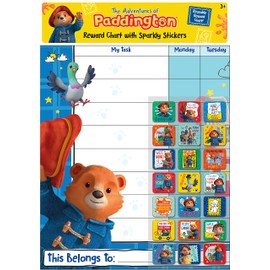 Paper Projects 01.70.30.034 Adventures of Paddington Reward 56 Sparkly Stickers, Chart is Wipe-Clean, Blue, 29.7cm x 42cm