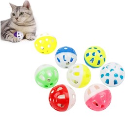 12 PCS Cat Toy Ball, with Bell Plastic Lattice Jingle Balls Kitten Chase Pounce Rattle Toy Assorted Color