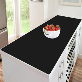 47.3''x23.6'' Extra Large Silicone Kitchen Counter Mat, 1.5MM Thick Non-Slip Heat Resistant Countertop Protector, Waterproof Durable Kitchen Mat for Countertops, Islands (Black)