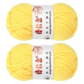sourcing map 2PCS Crocheting Yarn,Yellow 4 Ply Acrylic Yarn 100g Sport Weight Yarns Bulk Soft and Fluffy Yarns for Knitting DIY Crochet Handicraft Blankets Gift,197 Yards