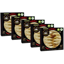 Grilled Catch Wild Caught Brisling Sardines in olive oil with Chilli Pepper, 4.2 Ounce (Pack of 10)