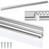 BSFRNF 32" Chrome Framed Shower Door Replacement Drip Rail with Vinyl Sweep Door Water Deflector, Applied Mounting Tape and Screws (32Inch)