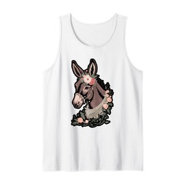 Whimsical Donkey and Books Fantasy Art Tank Top