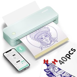 JADENS Wireless Tattoo Transfer Stencil Printer, Portable Thermal Tattoo Machine for Tattoo Beginners with 40pcs Stencil Paper, Rechargeable & Inkless:_Green