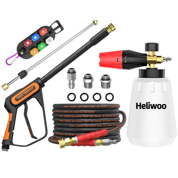 Heliwoo 5000PSI Pressure Washer Gun with Foam Cannon & 25ft