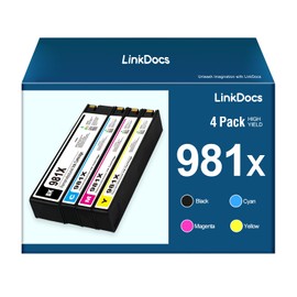 LinkDocs Remanufactured HP 981X Ink Cartridges Used with HP PageWide Enterprise Color 556, 556dn, 556xh, MFP 586, MFP 586z, MFP 586dn, MFP 586f (4 Pack)