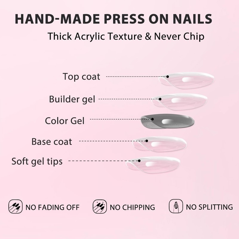 KQueenest Upgrade Thick Acrylic Press on Nails Short Oval, Olive