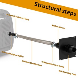 Generator Exhaust Extension Silencer kit with Insulated Through-Wall Mounting Plate Compatible With Firman H07552 Wh03242 T07571 T07573 Honda Eu6500is Eu7000is Muffler