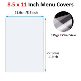 FVIEXE 25PCS Menu Covers 8.5 x 11 Inch, 1 Page 2 View Restaurant Menu Holder Clear Vinyl Menu Cover, Transparent Menu Sleeves Menu Folder for Restaurant Bar Cafe