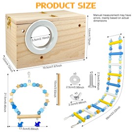 GZqiancang 1 STK Nistkasten Wellensittich, Nistkasten Wellensittiche Transparent mit 1 STK Wellensittich Schaukel und Vogelleiter Brückenspielzeug(19.5 * 12 * 12cm)