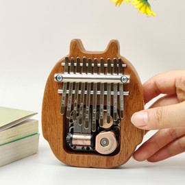 Kalimba Mini Thumb Piano 10 Keys Portable Musical Instrument Cartoon Cute Kalimba Thumb Piano Music Box Gift for Adult Beginners Interesting Party Travel Sapele Wood Thumb Piano Instrument