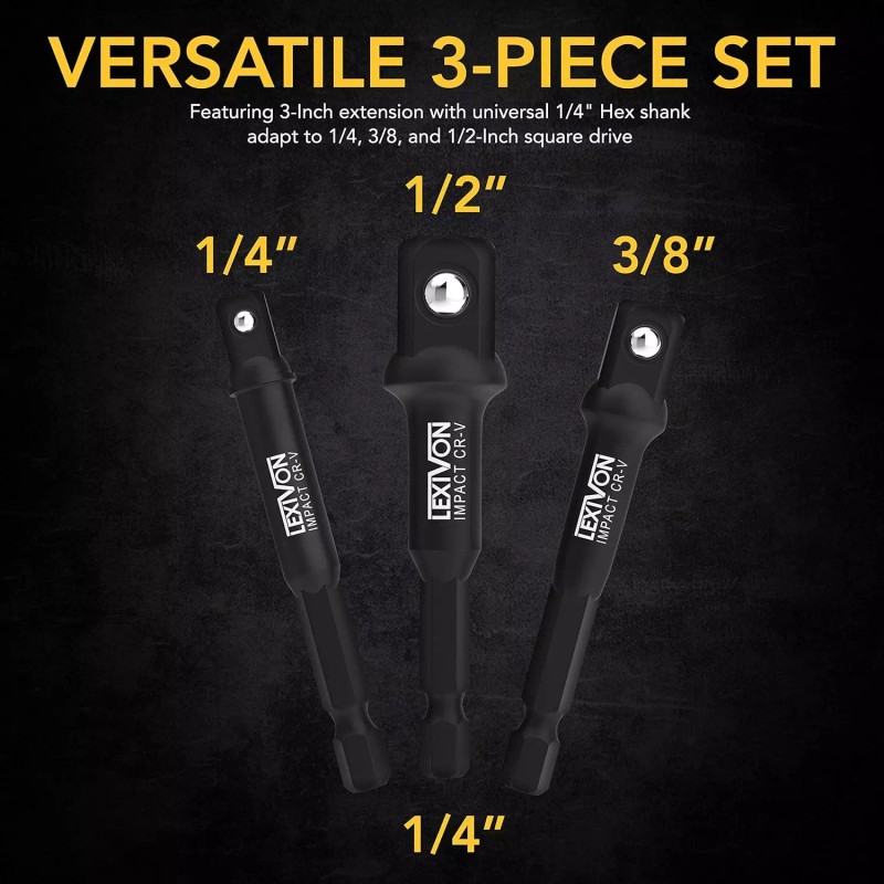 LEXIVON 6-Piece Impact Grade Socket Adapter Set - 3" &