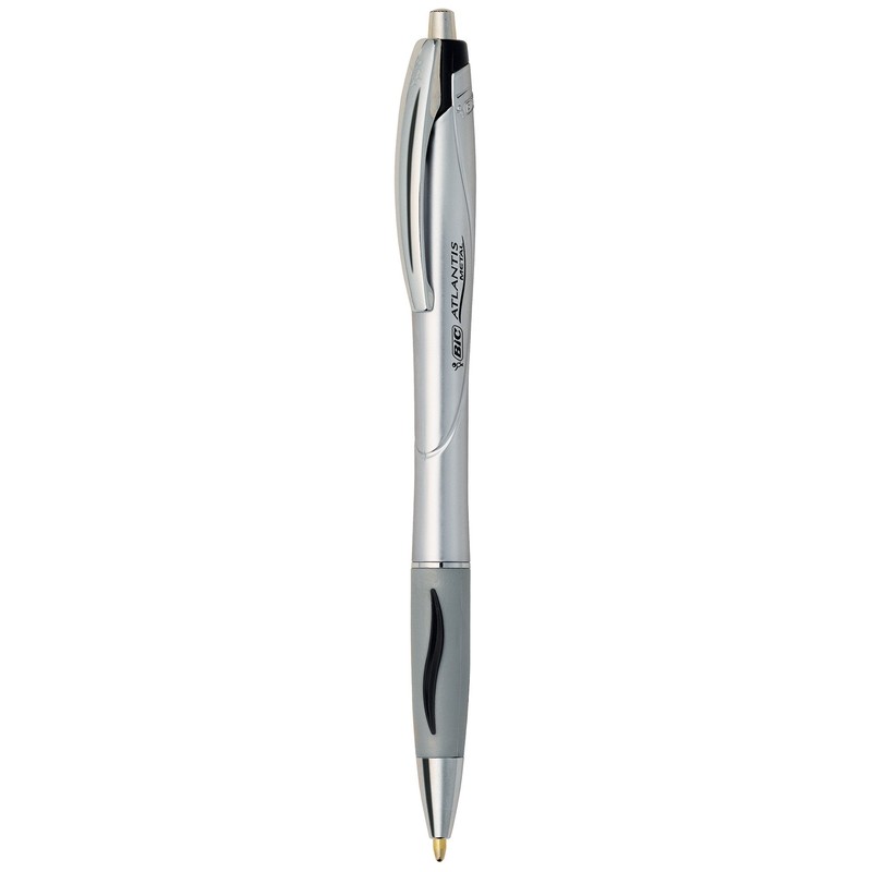 BIC Atlantis Metal Medium Ballpoint Pen (1.2mm) 2-Pack Blister, Black