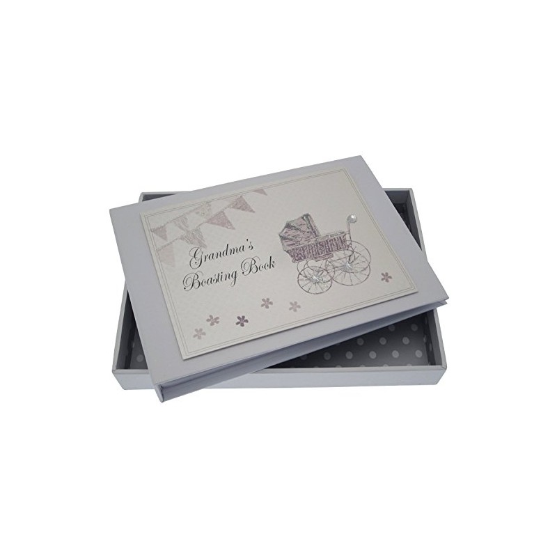 White Cotton Cards Grandma's Boasting Book Tiny Album (Silver Pram