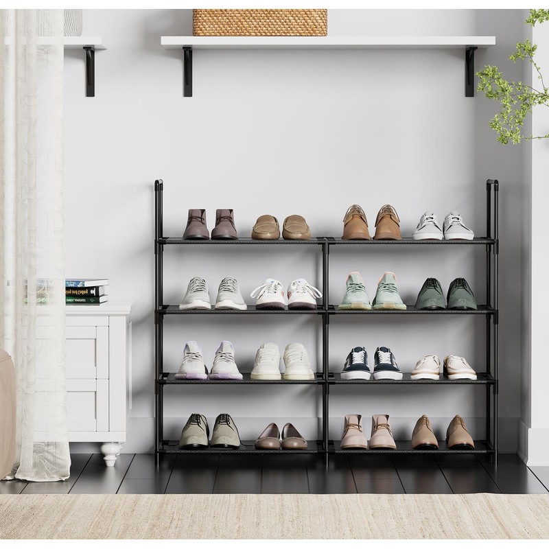 FIDUCIAL HOME 4 Tiers Shoe Rack Organizer 16-20 Pairs Stackable