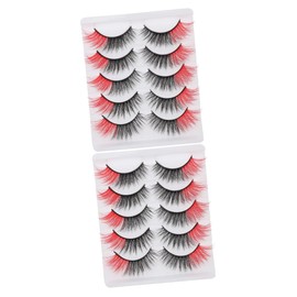 FRCOLOR 10pairs Lashes Makeup Reusable Eyelash Extensions with Box Lightweight Comfortable Design for Weddings Photography Daily Use and Glamorous Looks