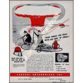 Federal Siren Beacon Fire Truck VTG Brochure Ad Reproduction Print 8.5x11"
