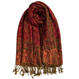AUSEKALY Pashmina Feel Shawls Wraps for Women Rave Soft Silky Scarf Reversible Men Scarf Burgundy