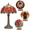 Blivuself Tiffany Lamp Dragonfly Style Stained Glass Red Lamp 12