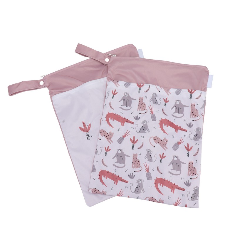 2pcs Hanging Diaper Bag Waterproof Double Pockets Zipper Closure Baby