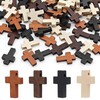HAOBIN 80 Pieces Wooden Cross Pendants Wooden Cross Beads Cross