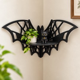 Wooden Bat Corner Shelf for Home Decor – Hollow Wall Display for Small Tealight Candles