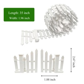 Cyraft 35-inch Miniature Fairy Garden Picket Fence with a Gate, White Wooden Fence for Dollhouse, Mini Village Landscape, DIY Project, Plant Pot