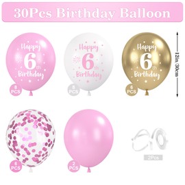 Happy 6th Birthday Balloons Pink Gold