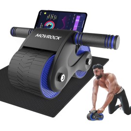 Ab Roller Wheel with Auto Rebound – Core Trainer for Home Gym & Strength Workout - Red