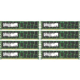 A-Tech 64GB KIT (8 x 8GB) for Dell Precision Workstation Series R5500 Rack T5600 T7500. DIMM DDR3 ECC Registered PC3-10600R 1333MHz Dual Rank Server Ram Memory.