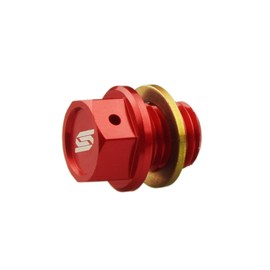 SCAR Magnetic oil drain plug compatible with KTM SX SXF EXC EXC TPI EXCF 50 65 85 125 150 250 300 350 450 500 HUSQVARNA TC TE TEi TX FE FC FX FS GASGAS MC MCF EC ECF EX EXF 00-23 - Red