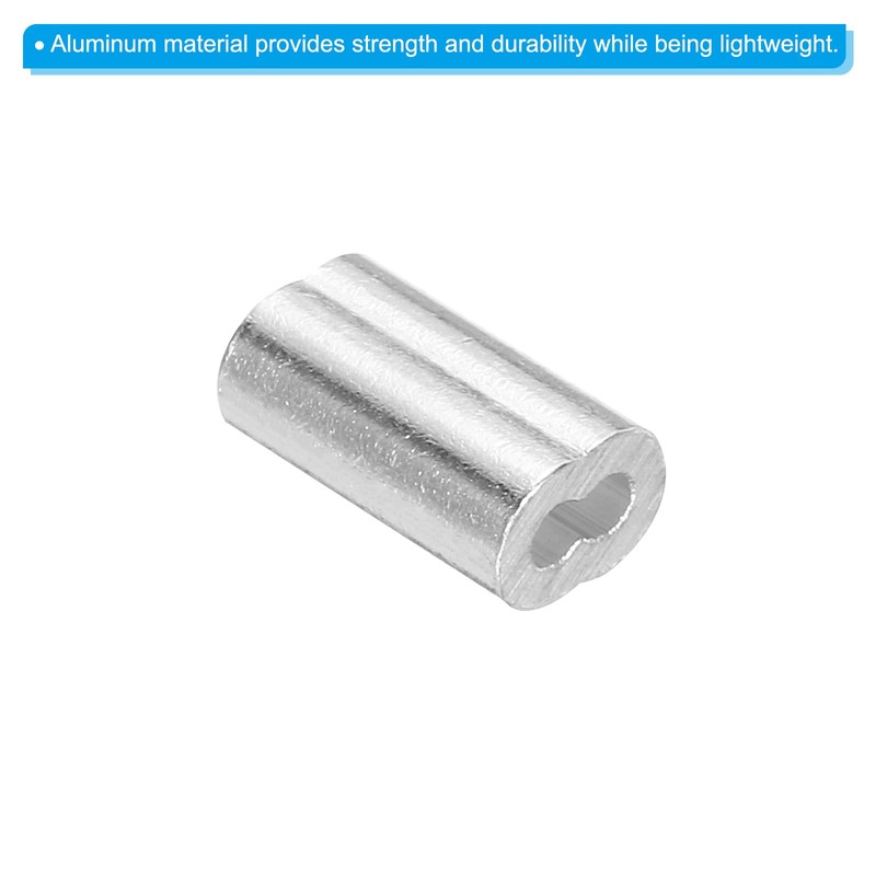 sourcing map 3/64" 1.2mm Aluminum Crimping Loop Sleeve Double Ferrule