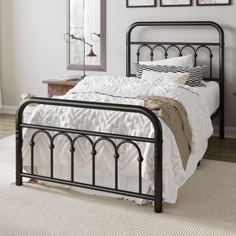 Allewie 14 Inches Twin Size Metal Platform Bed Frame with