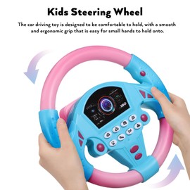Toyvian Children's Steering Wheel Toy, 2 Pieces, Simulated Driving Steering Wheel Toy with Light and Music, Driving Controller, Car Toy, Early Development, Educational Toy for Children